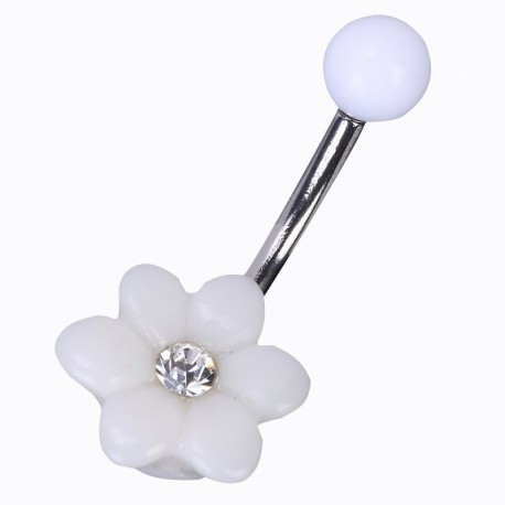 Fehér virág Piercing köldök gyűrű testékszer