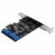 PCI Express Dual 20 Pin USB 3.0 PCI-e X1 2 port 19 érintkezős USB3.0 alacsony profilú konzol