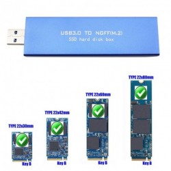 USB3.0 - M.2 NGFF SSD külső ház 22mm * 30mm / 42mm / 60mm / 80 mm  tok adapter Alumínium 1 db