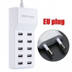 EU csatlakozó - 10 USB port gyors töltő adapter fal töltő HUB az IPhone Samsung Tablet