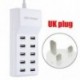 UK dugó - 10 USB port gyors töltő adapter fal töltő HUB az IPhone Samsung Tablet