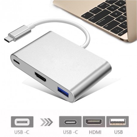 C USB 3.1 USB-C 4K HDMI USB3.0 Adapter 3 in 1 hubra Alma Macbook