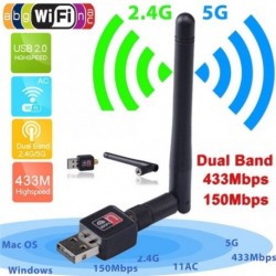 150Mbps kétsávos 2.4 / 5Ghz vezeték nélküli WiFi WiFi hálózati adapter w / 802.11AC antennával