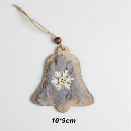 Harang - Boldog karácsonyfa dekoráció feltűnt fából készült Bell Pendant Xmas függő díszek
