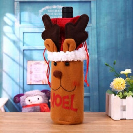 Szarvas - Karácsonyi borosüveg borítású táskák díszek Santa Deer Dinner Party Decor Ajándék