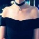 Vintage Retro Punk Fekete bőrbőr Choker Chunky Nyakörv nyaklánc medál