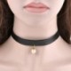 2 * - Vintage Retro Punk Fekete bőrbőr Choker Chunky Nyakörv nyaklánc medál