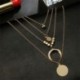 Ezüst - Női Multilayer Choker Horn Hosszú holdfüggő Hold Pendant Necklace Chain Új