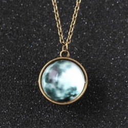 Telihold - Glow In Dark Teljes Félhold Félhold üveggolyó Charm Pendant Luminous Necklace