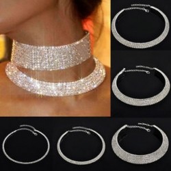 Női divat strassz Crystal Choker nyakörv nyaklánc party esküvő ékszer