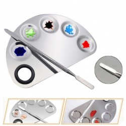 Rozsdamentes acél festőpaletta és spatula körömfestéshez - körömdíszítéshez - Kutikula kezeléséhez is