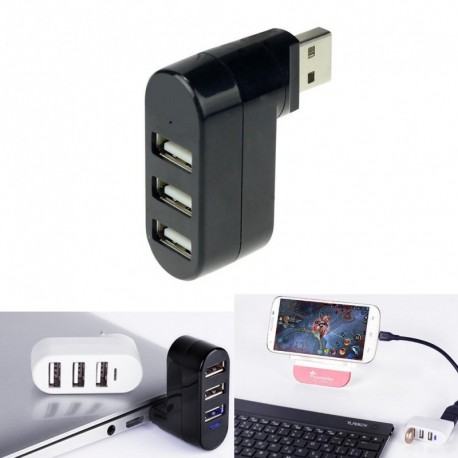 1x Magas színvonalú laptop PC USB elforgatás Splitter mini adapter 3 port