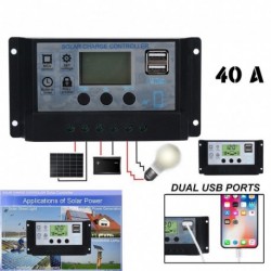 1x 12V / 24V LCD 30A napelemes töltővezérlő PWM Dual USB töltésszabályozó panel Ezüst
