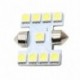 1db 31mm 9SMD LED-es belső világítás, kettős éles lámpa izzó fehér licencfény