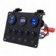 5 Gang kapcsoló vezérlőpult 2 USB és Voltmeter LED szinkron 12V / 24V Autó hajó