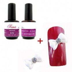 14ml Alapozó gél - 10db Masni alakú dísz strasszkővel körömhöz - műkörömhöz