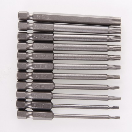 11db 75mm 1/4 inch 6.35mm Hex mágneses Hollow Torx fej csavarhúzó csavarhúzó fúró készlet T6 - T40 szerszám készlet