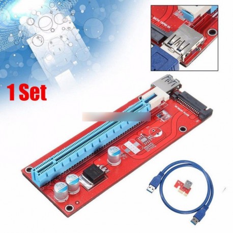 USB 3.0 Pcie PCI-E expressz 1 x 16 x Extender Riser kártya Adapter hálózati kábel piros
