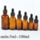 * 2 10ml. Amber Glass Liquid Reagent Pipettázza az üveg szemcseppentő aromaterápiát 5ml-100ml