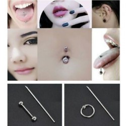 Ezüst Eldobható Piercing Kit steril tűcsomó nyelv testgyűrű szerszámkészlet