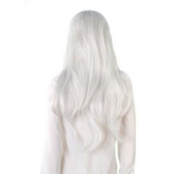 Ezüst. Női hölgy hosszú haj paróka göndör hullámos szintetikus anime Cosplay fél teljes paróka Új