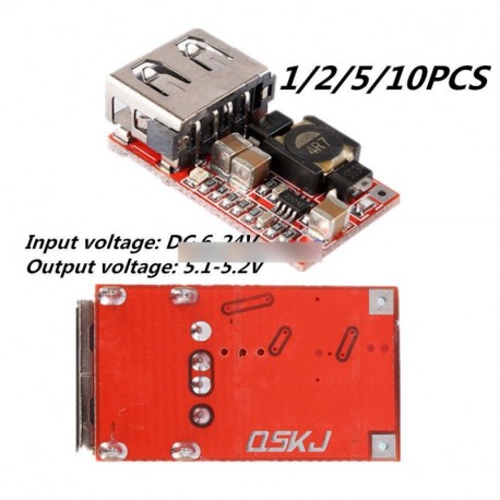 1/2/5db 6-24V-os 12V/24V, 5V 3A autós USB töltő modul Buck lekonveró átalakító
