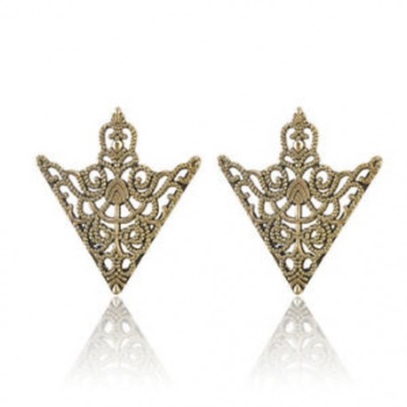 Vintage bronz - Vintage bronz 2x Spike Stud háromszög blúz ingek galléros nyakcsúcs nyak tipp bross pin lánc