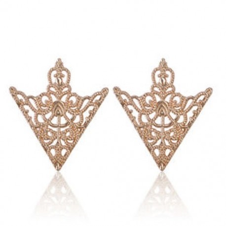 Arany - Arany 2Pc Spike Stud háromszög blúz ingek galléros nyakcsúcs nyak tipp bross Pin lánc Punk