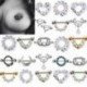 1PC arany kerek hamis - 1PC arany kerek hamis Női rozsdamentes acél strasszos bár Barbell mellbimbó gyűrű Piercing