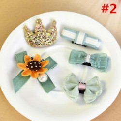 * 2 5Pcs / Set - * 2 5Pcs / Set 1 készlet gyerekek baba lány haj klipek készlet Bowknot virág szív korona fejfedők