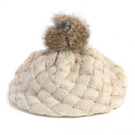 Bézs - Bézs Aranyos baba gyerekek lányok kisgyermek téli meleg kötött horgolt beret sapka sapka kalap