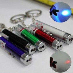 2 in 1 piros lézeres mutató toll   fehér LED-es könnyű gyermek kisállat macska játék kulcstartó