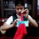 Magic Trick Perfect Red Silk Thru Phone bűvész utcai színpad közeli prop eszköz