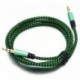 Zöld 3,5 mm-es sztereó AUX audió TRS Jack kábel Nylon hímzett dugó autós telefonhoz 1M