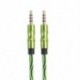 Kék 1M 3.5mm AUX Audio TRS Jack kábel Nylon hímzett csatlakozó sztereó autós telefonhoz
