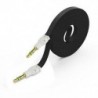 Fekete 1PC 3,5 mm-es férfi-férfi lapos audio sztereó Aux-hosszabbító kábel kábel PC iPhone készülékhez