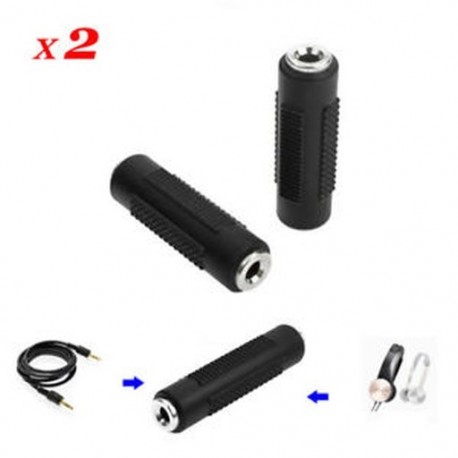2X Mini 3,5 mm-es női női F / F jack sztereó audió átalakító adapter csatlakozó