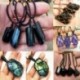 * 3 Természetes kőTourmaline Retro nyers drágakő medál Crystal kézzel szőtt Jet Stone