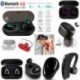 * 3 fegyver fekete (Bluetooth 4.2) Vezeték nélküli Bluetooth Earbuds w / Mic True Bass ikrek Stereo In-Ear fülhallgató