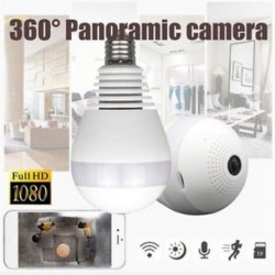 SPY rejtett mini biztonsági IP kamera 360 ° -os panoráma 1080P Wifi vezeték nélküli villanykörte