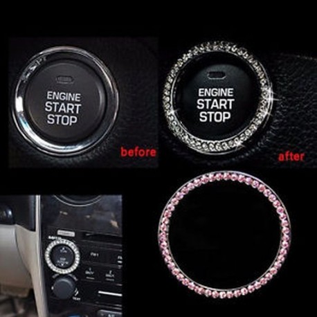 Autó SUV Bling gomb Start kapcsoló Ezüst gyémánt gyűrű dekoratív kiegészítők