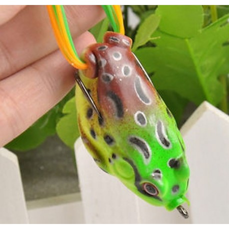 Zöld 1 * 1db nagy béka Topwater halászati csalit Crankbait horog Bass csörgő aranyos zöld