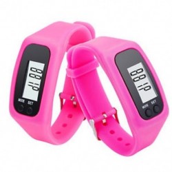 Rózsaszín Digitális LCD pedométer csukló karkötő lépés séta futás kalória számláló