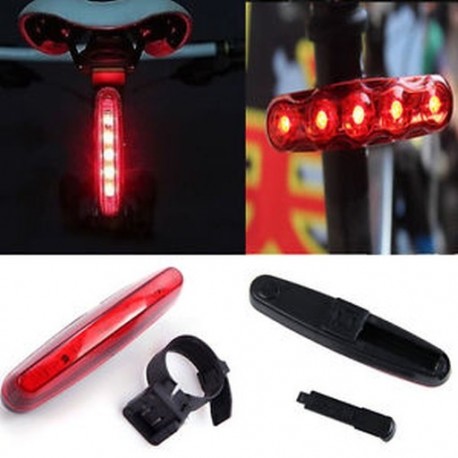 Kerékpározás Kerékpár Kerékpár Piros 5 LED éjszaka Szuper fényes hátsó hátsó lámpa 4 üzemmód lámpa