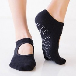 Fekete Női pamut masszírozó zokni jóga barre zokni csúszásmentes skid barre pilates balett