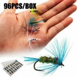 Tételek 96Pcs Pisztránghéj Száraz legyező horgászbotok Streamer lure készlet tokkal
