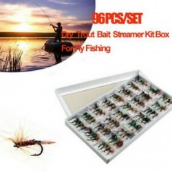 96Pcs / Csomagolt pisztránghéj szárnyas horgászbotok Streamer lure készlet tokkal
