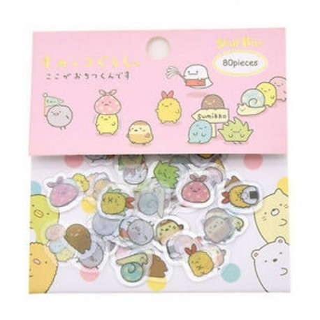 Rózsaszín 80Pcs Japán Sumikko Gurashi matricák Napló Dekoratív kézműves DIY Scrapbooking