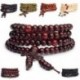 * 1 Kék 108 6mm gyöngyök természetes szantálfa buddhista buddha fa ima Mala karkötő Új