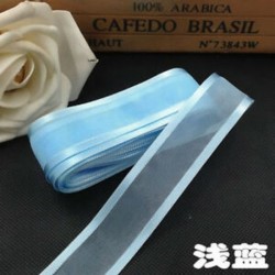 Világoskék DIY 5yds 1 &quot (25mm) Satin Edge Organza szalag íj esküvői dekoráció csipke kézműves